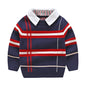 Boys' Plaid Jacquard Cotton Sweater – European and American Style Pullover for Winter and Autumn