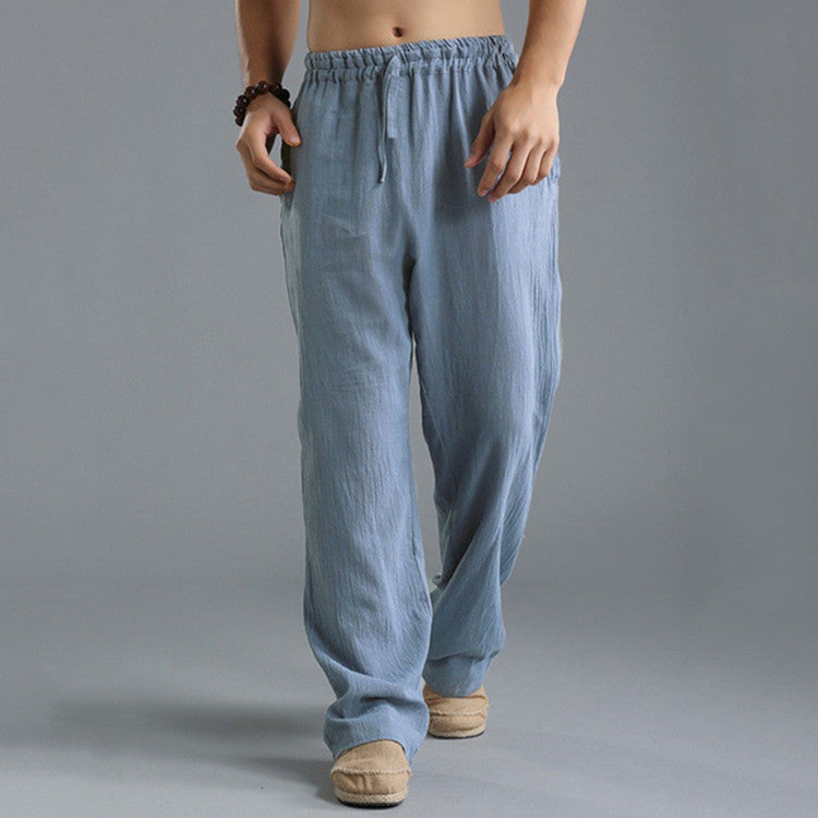 Men's Breathable Linen Casual Sports Pants – Loose-Fit Lightweight Leisure Trousers