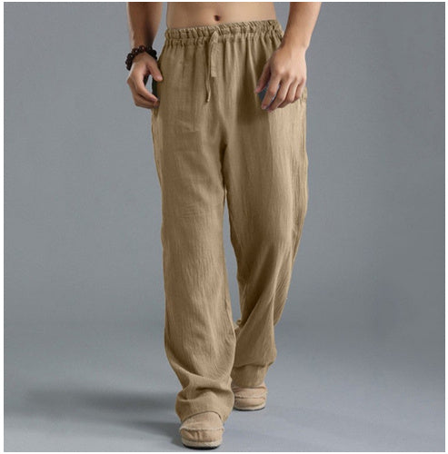 Men's Breathable Linen Casual Sports Pants – Loose-Fit Lightweight Leisure Trousers