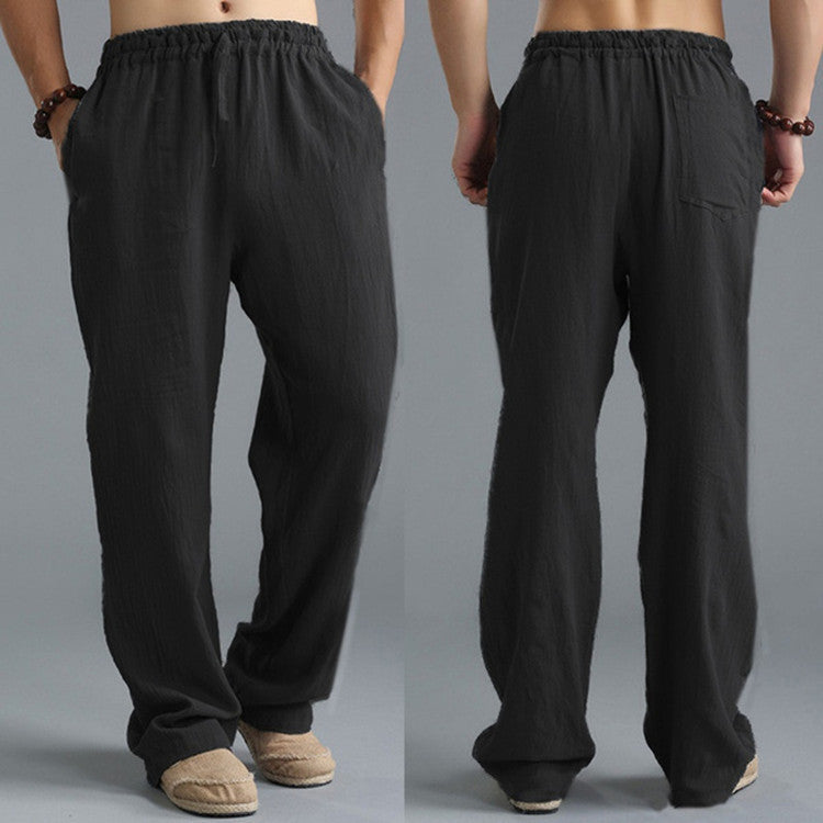 Men's Breathable Linen Casual Sports Pants – Loose-Fit Lightweight Leisure Trousers