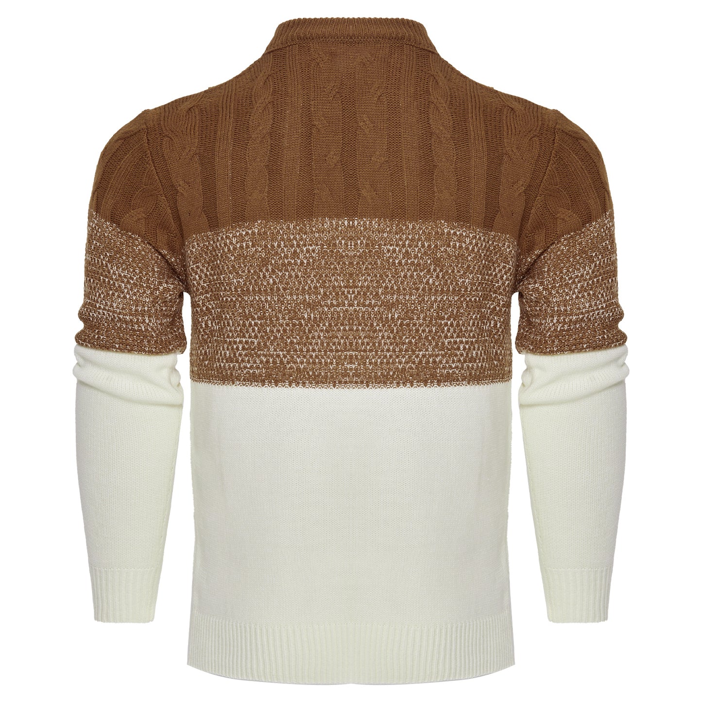 Men's Casual Colorblock Cable Knit Pullover Sweater – Long Sleeve Crew Neck for Everyday Wear