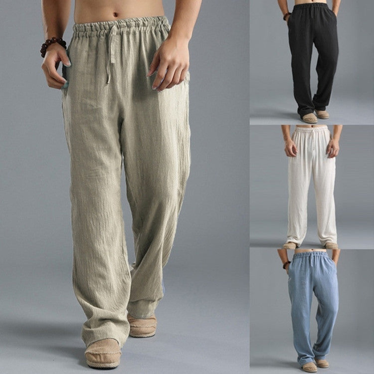 Men's Breathable Linen Casual Sports Pants – Loose-Fit Lightweight Leisure Trousers