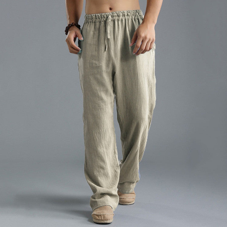 Men's Breathable Linen Casual Sports Pants – Loose-Fit Lightweight Leisure Trousers