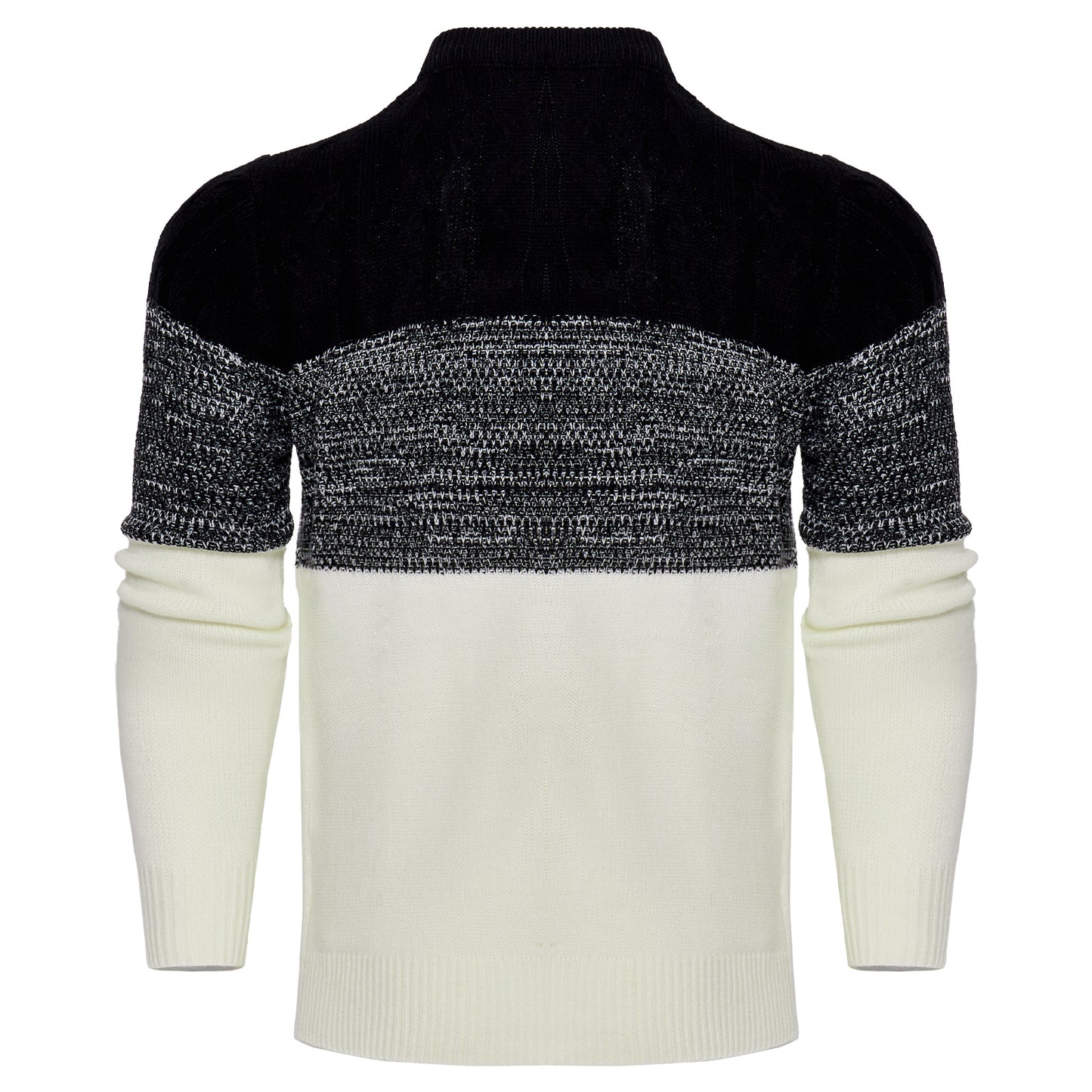 Men's Casual Colorblock Cable Knit Pullover Sweater – Long Sleeve Crew Neck for Everyday Wear