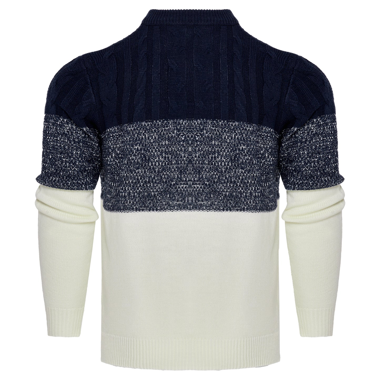 Men's Casual Colorblock Cable Knit Pullover Sweater – Long Sleeve Crew Neck for Everyday Wear