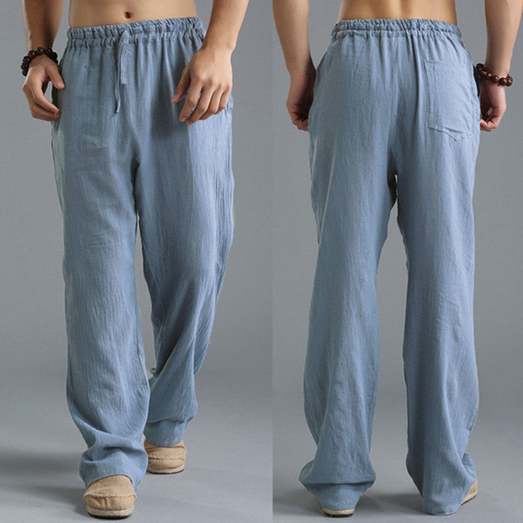 Men's Breathable Linen Casual Sports Pants – Loose-Fit Lightweight Leisure Trousers